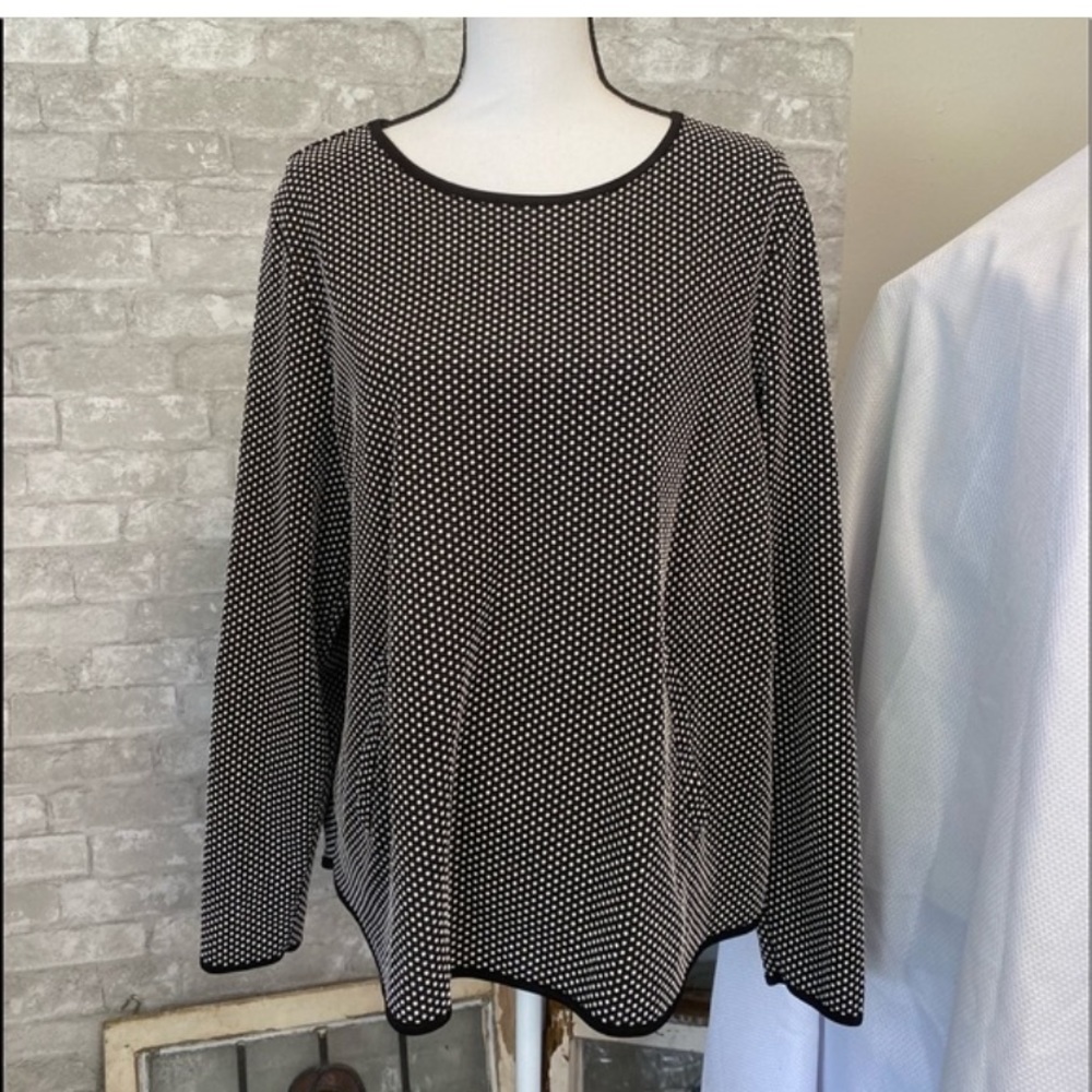 ELLE Polka Dot Kangaroo Pocket Sweater - Size L